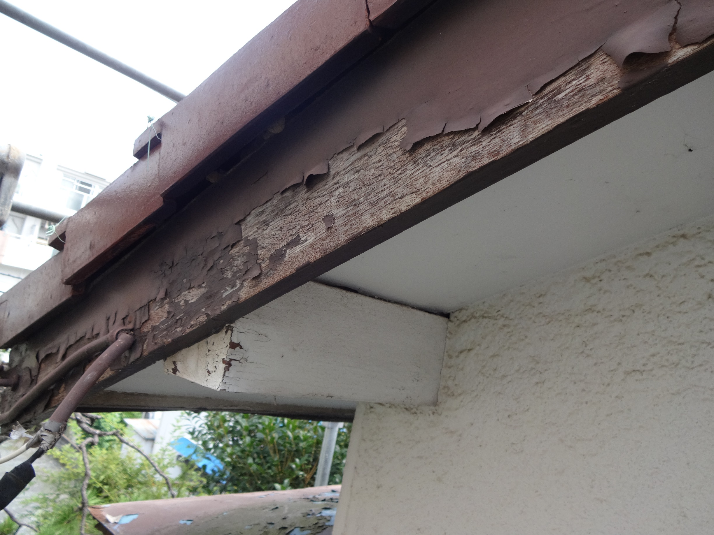 劣化した破風板