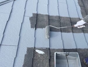 スレート屋根中塗り