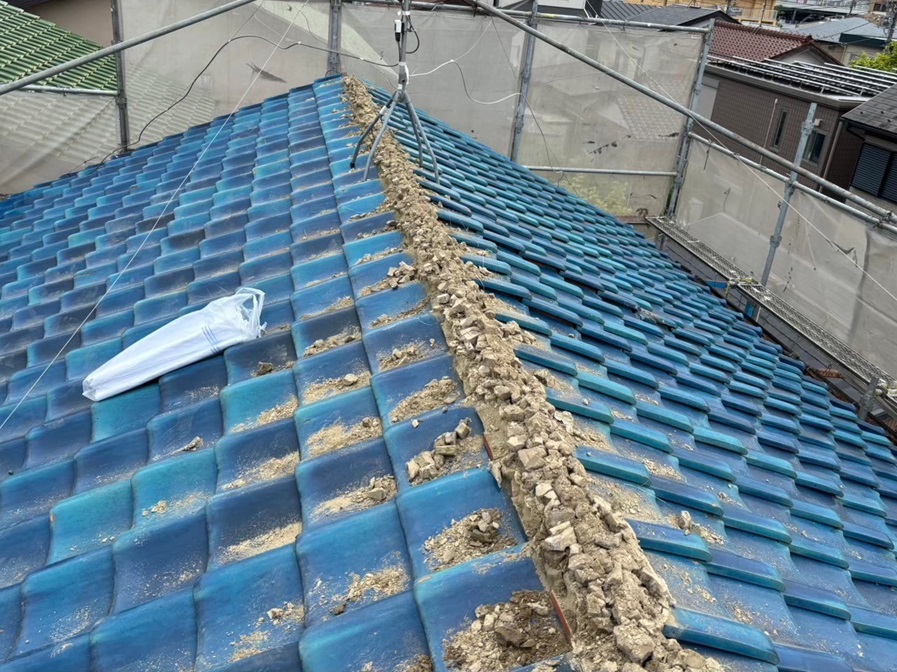 上屋根棟瓦解体