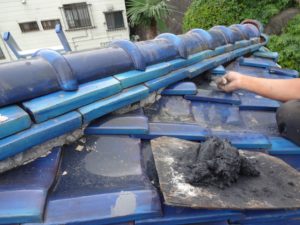 三日月部の漆喰塗り