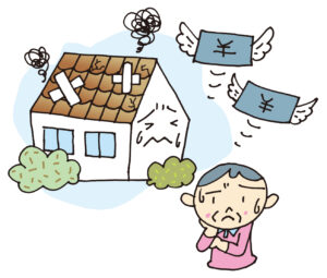 屋根修理に悩む男性